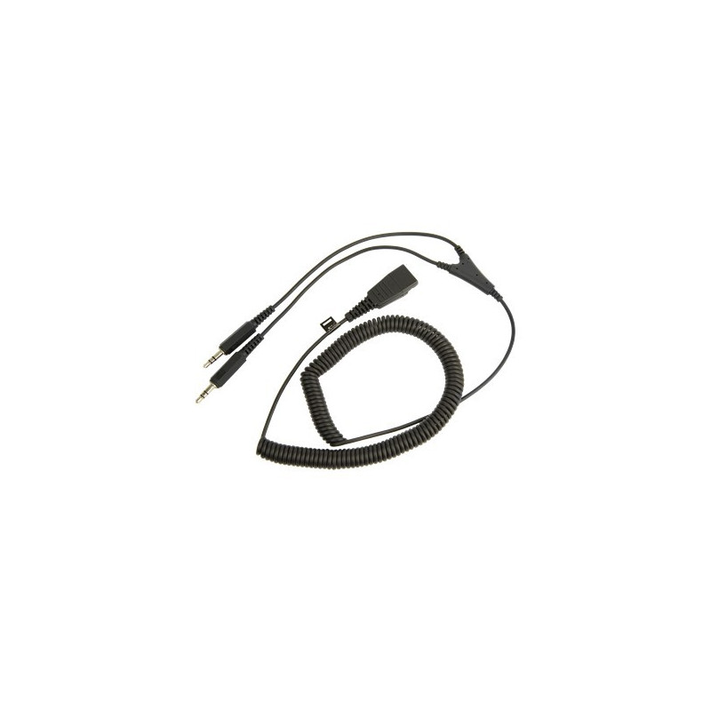 Cordon Jabra coiled Qd avec deux connecteurs jack 3.5 mm (8734-599)