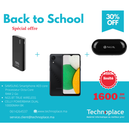 SAMSUNG Smartphone A03 + NGS BT TRUE Wireless + CELLY Powerbank