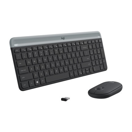 LOGITECH Slim Wireless Keyboard and Mouse Combo MK470 - GRAPHITE - FRA - CENTRAL 12M.