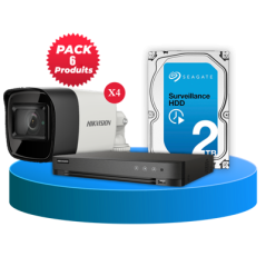 Pack 4 Caméras 8MP + DVR 4 Canaux + HDD 2To.