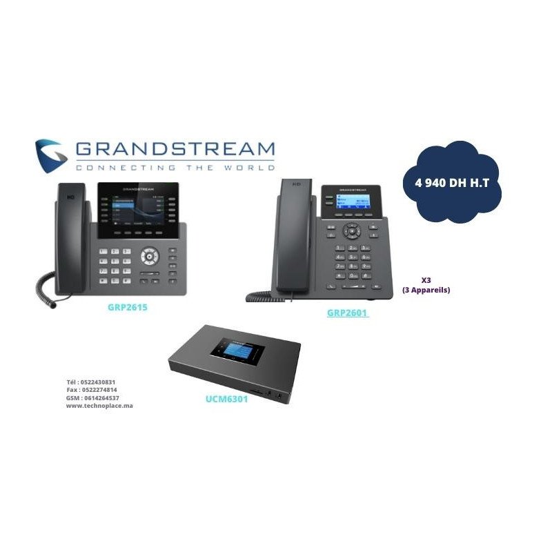 PACK IPBX Grandstream UCM6301/GRP2601/3xGRP2614