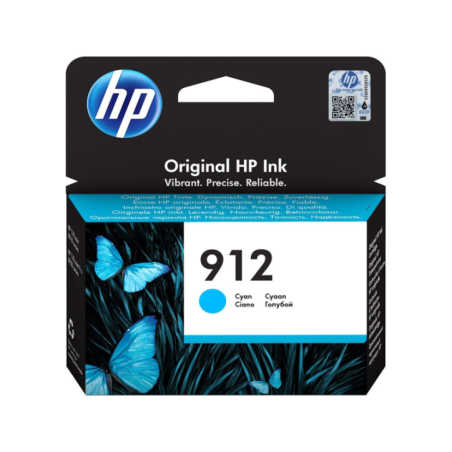HP 912 Cyan Original Ink Cartridge Pour OJ 8023 (Référence 3YL77AE)