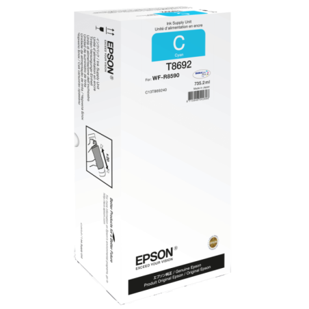 EPSON Cartouche d'encre pour WorkForce Pro WF-R8590 Cyan XXL Ink 75,000 pages (Référence C13T869240)