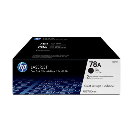 HP 78A 2-pack Black Original LaserJet Toner CartrHP LJ P1566/P1606 Black Crtg (Référence CE278AF)