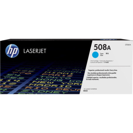 HP 508A Cyan Original LaserJet Toner CartridgeHP CLJ MFP M577/M552/M553 Cyan Crtg (Référence CF361A)