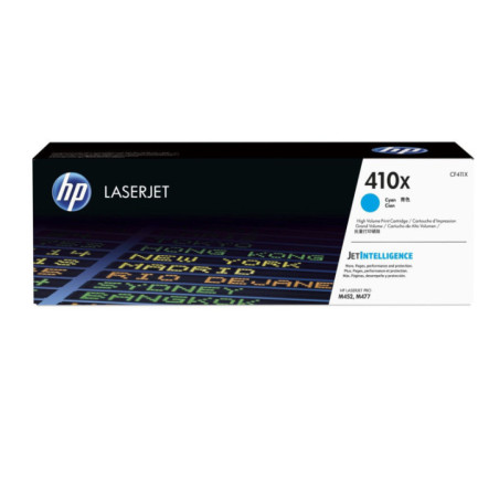 HP 410X High Yield Cyan Original LaserJet Toner CaHP CLJ M452/MFP M377/MFP M477 Cyan Crtg (Référence CF411X)