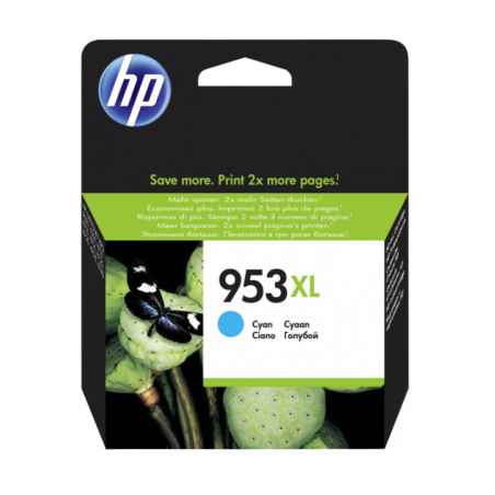 HP 953XL High Yield Cyan Original Ink CartridgeHP Offjet 8210/8218/871x/8720/8725/8730/8740/8745
 (Référence F6U16AE)
