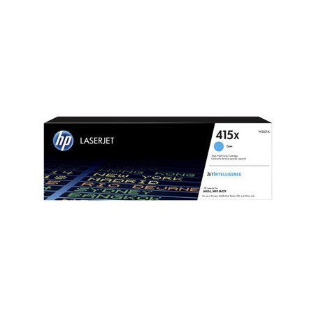 HP 415X High Yield Cyan Original LaserJet Toner Cartridge pour la Série M454 & M479 MFP 6000 Pages (Référence W2031X)