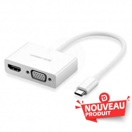 Ugreen Convertisseur USB-C to HDMI VGA Blanc (30843)