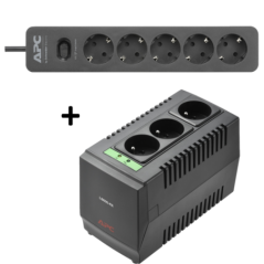 APC Line-R 600VA + APC Essential SurgeArrest 5 Outlet Black230V Germany (DS5604)