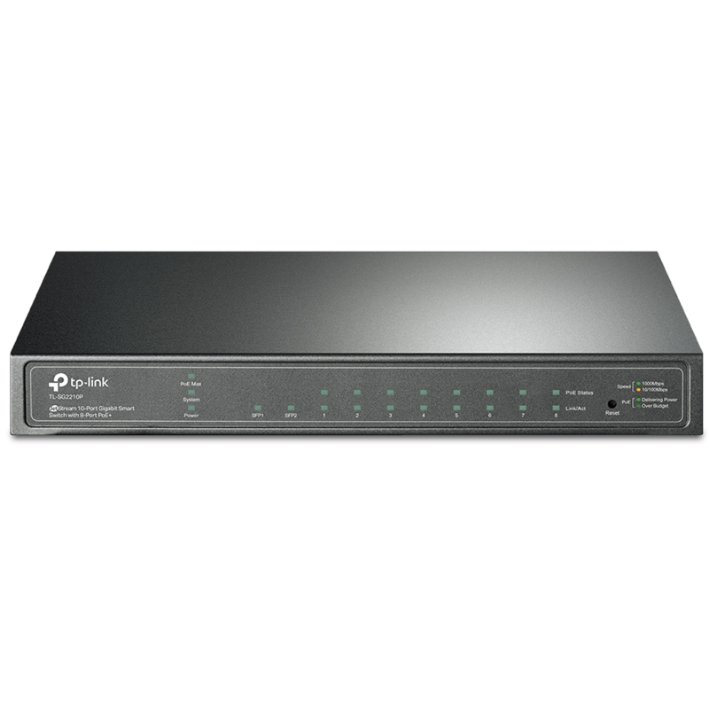 Tplink Switch JetStream 8 ports Gigabit Smart PoE+ et 2 emplacements SFP (TL-SG2210P)