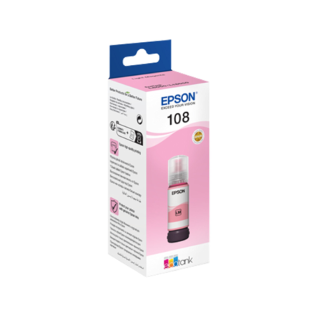 EPSON 108 EcoTank Light Magenta ink bottle pour L8050
 (Référence C13T09C64A)