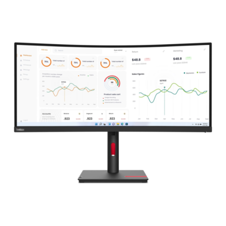LENOVO ThinkVision T34w-30 34 inch Ultrawide QHD Curved Monitor 12M (Référence 63D4GAT1EU)