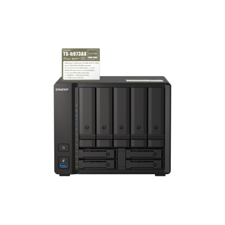 Serveur de stockage NAS QNAP Tower Ethernet/LAN Noir V1500B(TS-h973AX-8G)