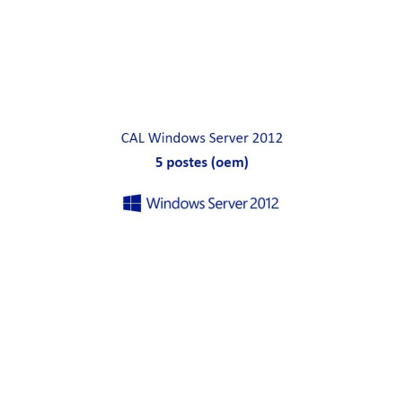 CAL Windows Server 2012 (64 bits) Licences d'Accès Client (CAL) pour 5 postes R18-03684