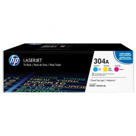 Cartouches d'encre cyan/magenta/jaune HP LaserJet 304A (lot de 3) (CF372AM)